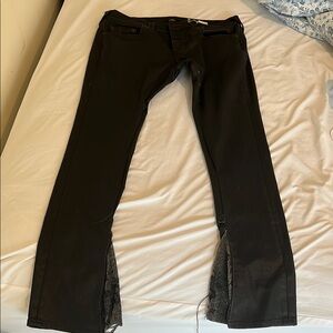 Black Pants men true religion jeans with flare out legs